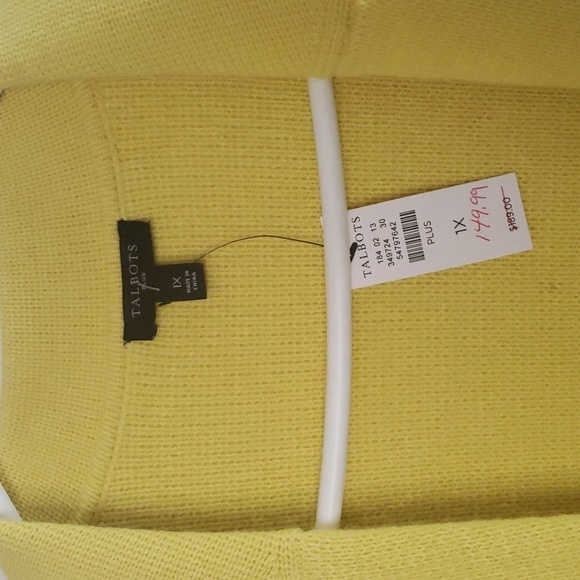 Talbott Plus Yellow Wool Blend Sweater Knit Blazer Cardigan Size 1X - Picture 2 of 6